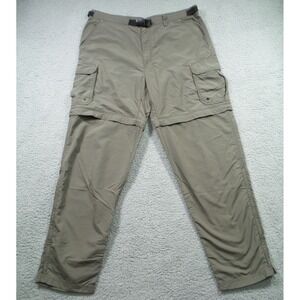 REI Pants Mens Size M 35 X 31 Green Convertible Cargo Belted Ankle Zip UPF 50+